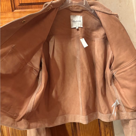 Madewell NWT $550 Suede Crop Chore Jacket Medium Pale Blush- CURRENT - Picture 7 of 7